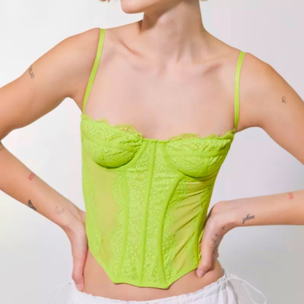 Lime Green Urban Outfiters corset top! Brand new and never worn